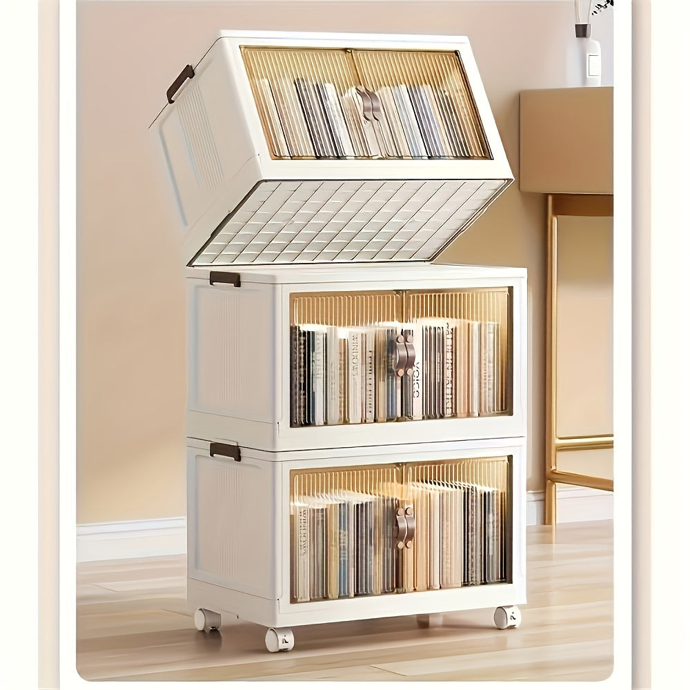 1Set Storage Cabinet, Household Foldable 3/4 Layers Sundries Storage Box, Large Capacity Plastic Boxes with Door And Wheels, for Bedroom, Living Room And Kitchen, Home Organizers And Storage, Home Accessories