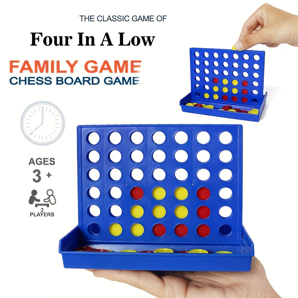 5.2-inch Portable Foldable Plastic Four-in-a-Row Game, Educational Board Game for Family Entertainment, for and Children