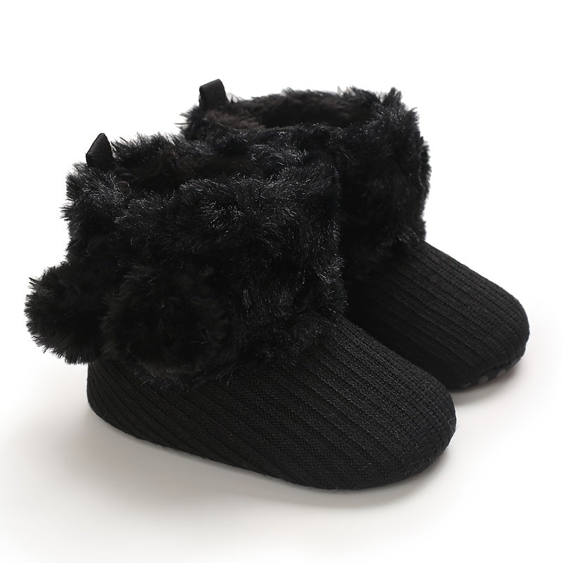 Newborn Baby Socks and First Walking Shoes for Girls, Soft Anti-Slip Warm Infant Shoes