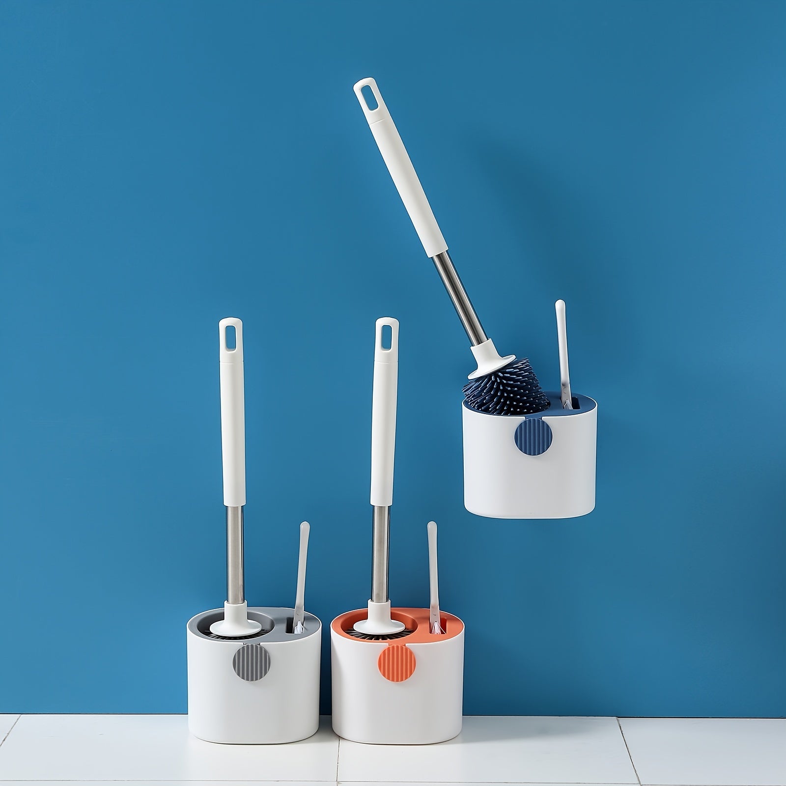 1set Silicone Wall-Mounted Toilet Brush - Non-Dead Angle Cleaning for Bathroom and Toilet - Includes Cleaning Artifact Set