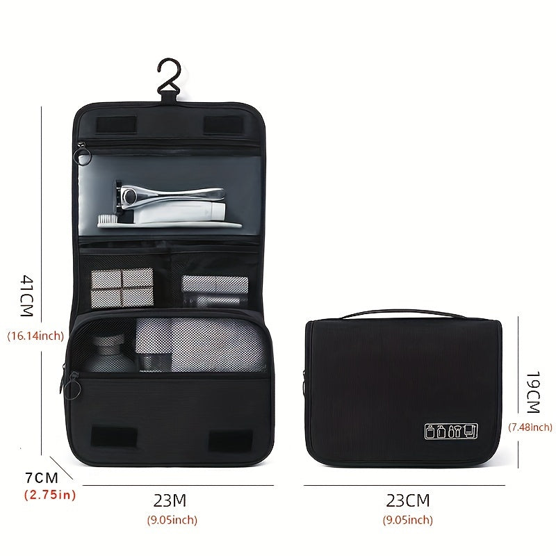 [Large Makeup Organizer] Durable Polyester Large Capacity Makeup Organizer Bag | Travel & Business, Wet & Dry Separation, Multiple Compartments for Cosmetics, Toiletries, And Accessories