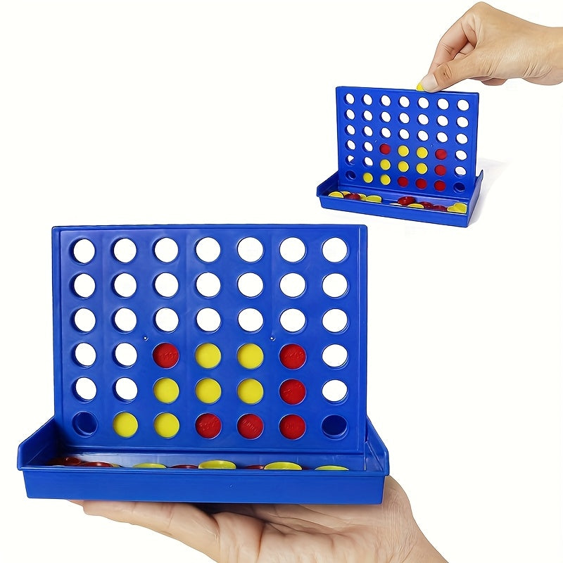 5.2-inch Portable Foldable Plastic Four-in-a-Row Game, Educational Board Game for Family Entertainment, for and Children