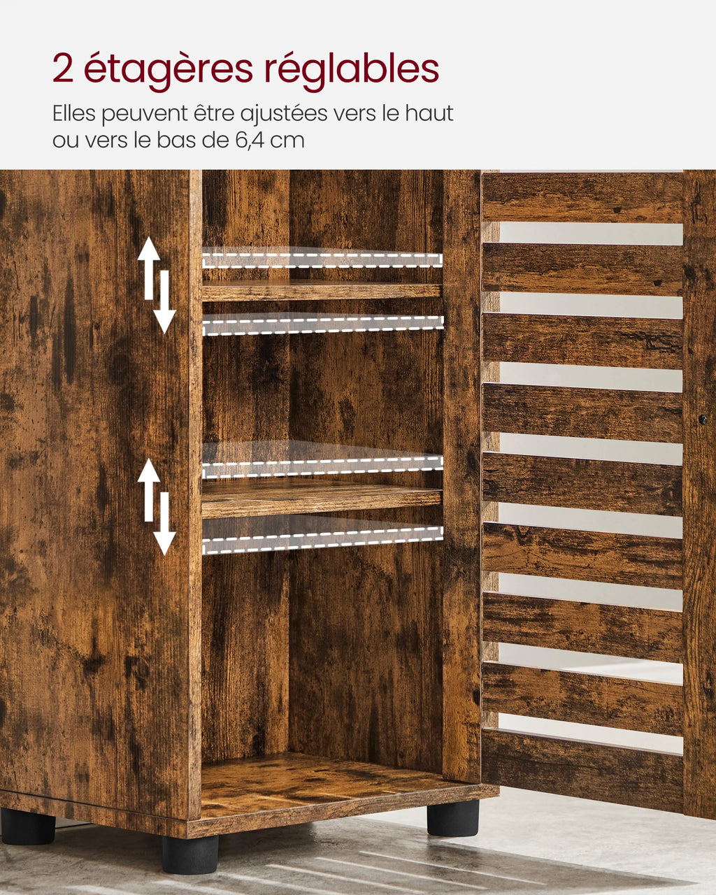 VASAGLE Bathroom Floor Cabinet, Tall Bathroom Storage Cabinet Unit, Bathroom Cabinet Freestanding, with 3 Open Compartments