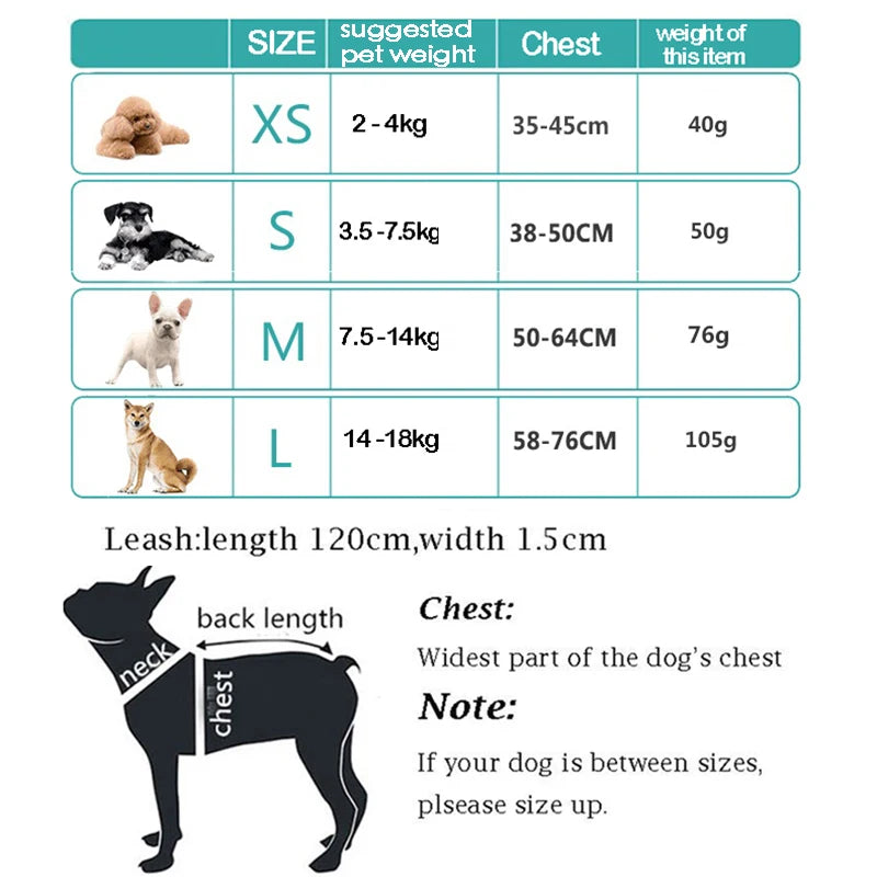Reflective Dog Harness And Leash Set Pet Puppies Cat Vest Harness Dog Soft Breathable Mesh Chest Strap for Small Medium Dogs