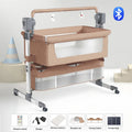 Electric Baby Crib Bassinet Cradle with Automatic Swing Bluetooth Music Timer Remote Control Foldable Design Breathable Mesh Sides Soft Mattress Stable Frame Safe Sleeping Bed for Newborn Infant Home Use and Travel Comfort Ba