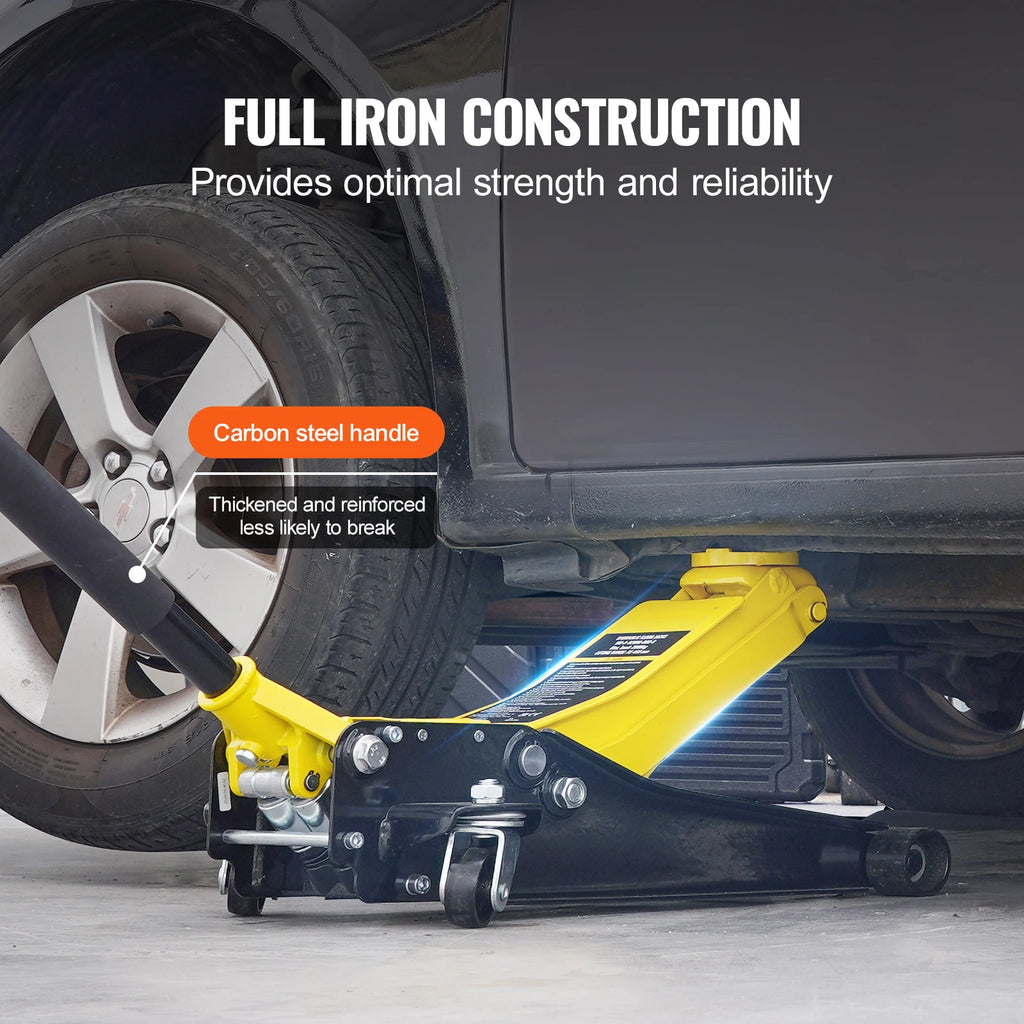 SucceBuy 2T Low Profile Floor Jack Iron Hydraulic Racing Floor Jack Hydraulic Car Jack with Single/Dual Piston Quick Lift Pump
