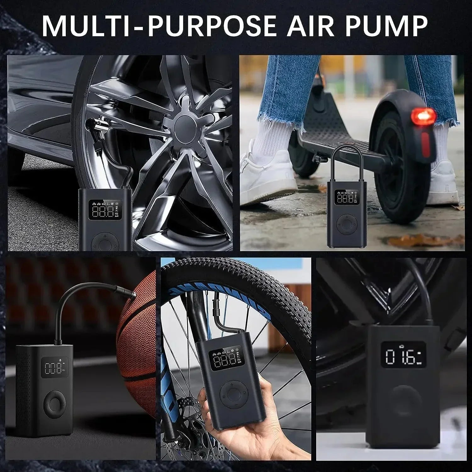 Xiaomi Mijia Portable Air Compressor 2/2D Digital Tire Inflator Electric Air Pump With LED Lamp for Car Motorcycles Bicycles