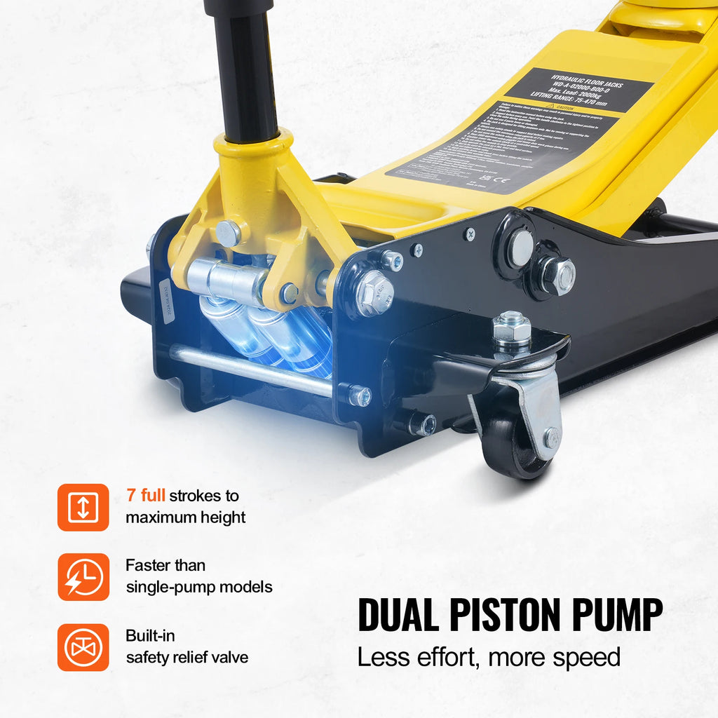SucceBuy 2T Low Profile Floor Jack Iron Hydraulic Racing Floor Jack Hydraulic Car Jack with Single/Dual Piston Quick Lift Pump