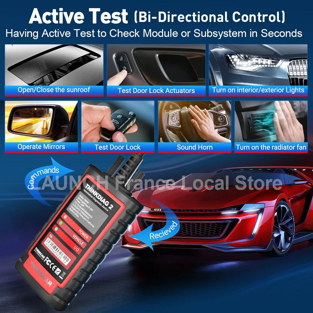 Thinkdiag 2 Ediag plus obd2 diagnostic tools add CAN FD protocol ECU coding Active test 15 Reset Service All system OBD2 scanner