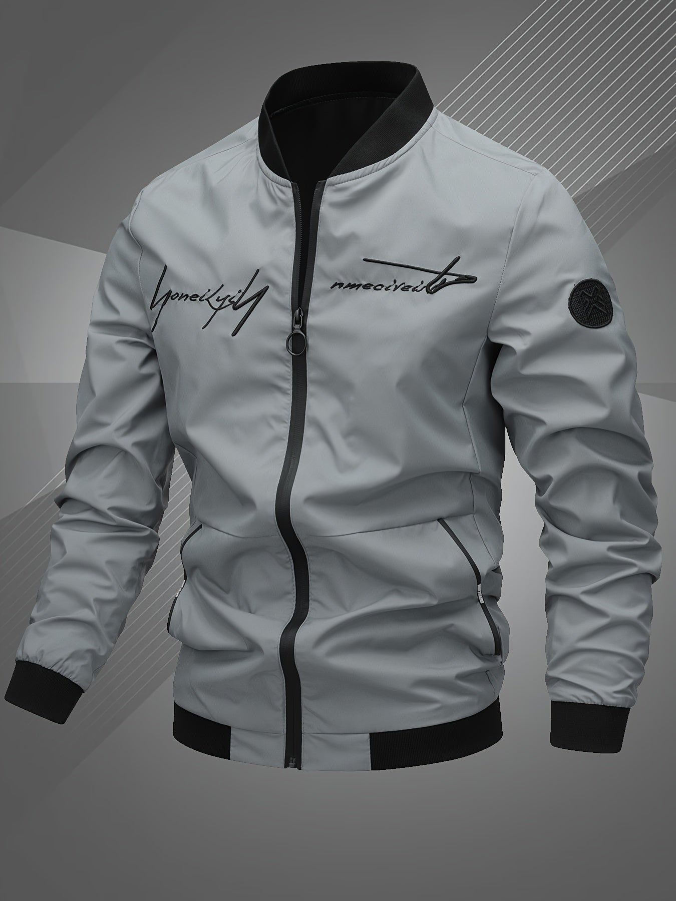 Men'S Letter Embroidered Casual Bomber Jacket, Mens Winter Jackets And Coats, Fridays Items, Mens Gifts Ideas, Gifts for Men, Thermal Wear for Men, Christmas Gifts, Suitable for Everyday Life, Home, Outdoor, Work, And Leisure