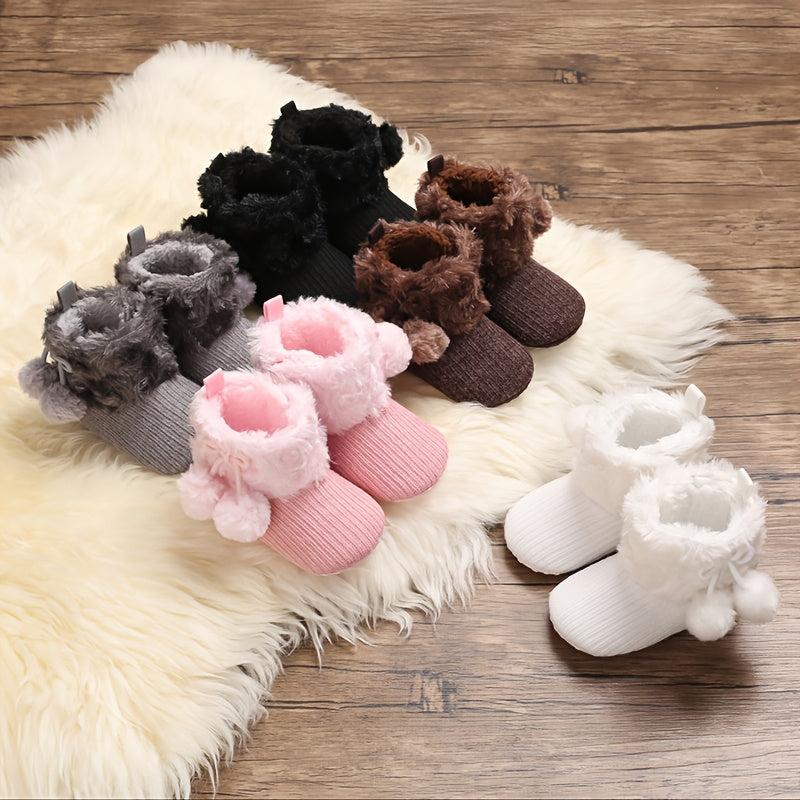 Newborn Baby Socks and First Walking Shoes for Girls, Soft Anti-Slip Warm Infant Shoes