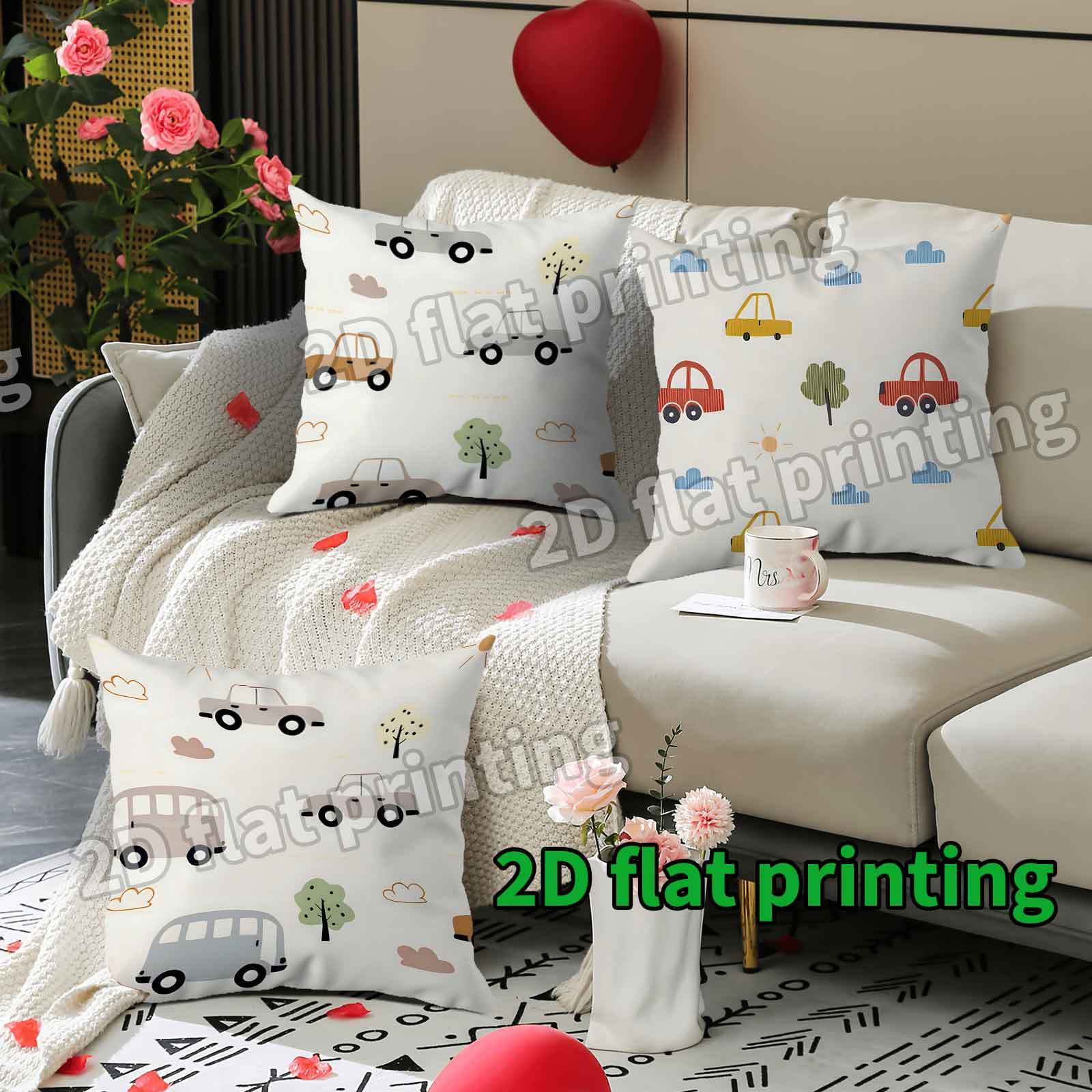 4pcs Christmas Thanksgiving Halloween Cushion Covers Suitable for Seasonal Decor, Soft Zippered Pillowcases with Tree & Cloud Motifs, Car Print Design, Contemporary Bedding for Sofa, Bed, - Machine Washable Holiday Home Acces