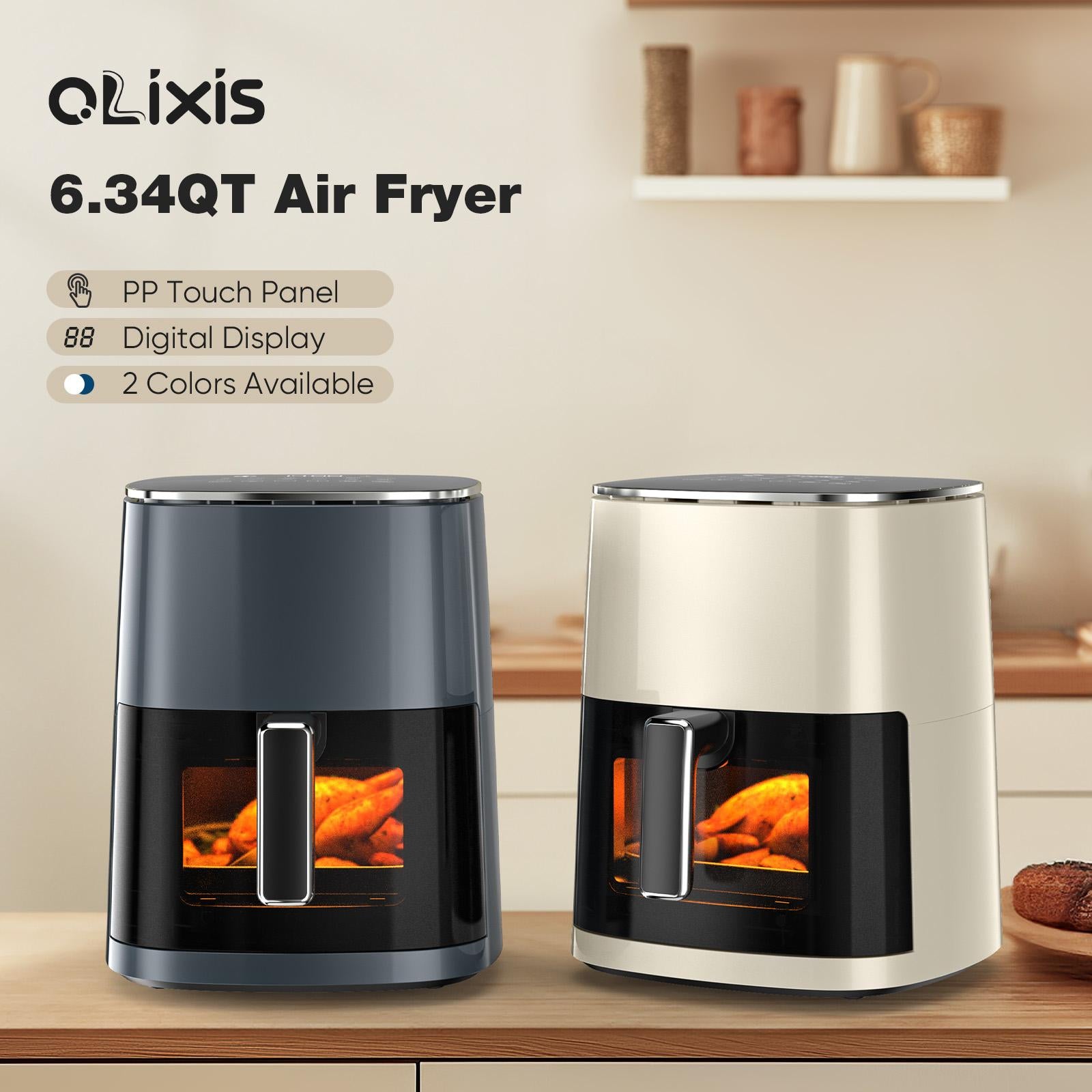 Air Fryer 6 Quart Capacity with Window Square Air Fryer 12-in-1 Air Fry, Roast, Reheat, Dehydrate, Bake, Steam with 400F
