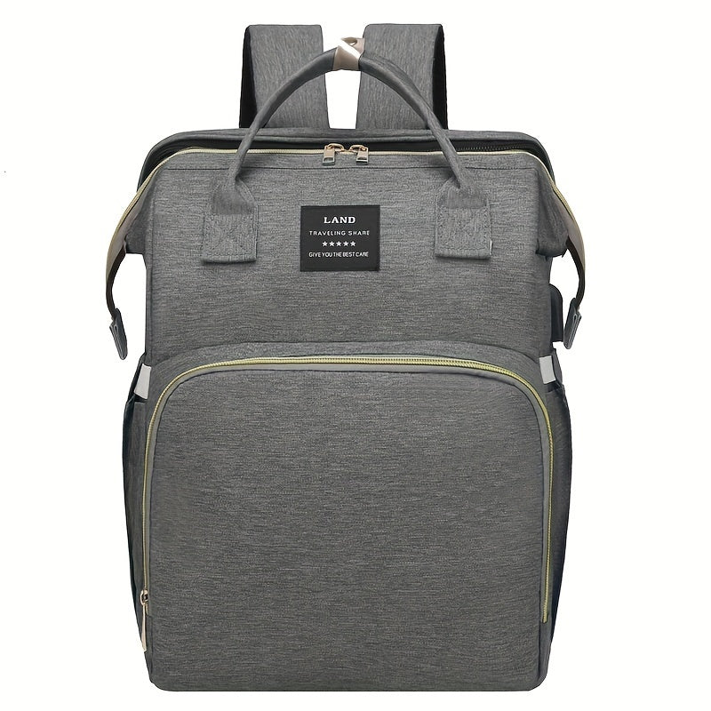 [Lamroro Diaper Bag Backpack] Lamroro Multifunctional Diaper Bag Backpack | Large Capacity, Soft Shell, Travel Backpack with Changing Station, Sunshade, Breathable Mosquito Net, Zipper Closure, Mixed Color, Polyester Fiber, U