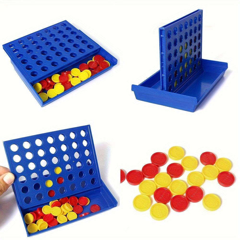5.2-inch Portable Foldable Plastic Four-in-a-Row Game, Educational Board Game for Family Entertainment, for and Children