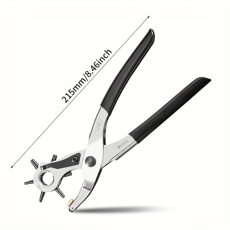 [Heavy Duty Rotary Puncher] Leather Hole Punch Tool for Belts, Watch Bands, Handbag Straps | Heavy Duty Rotary Puncher, Stainless Steel, Manual Operation, Multiple Diameters: 4.5/4/3.5/3/2.5/2mm