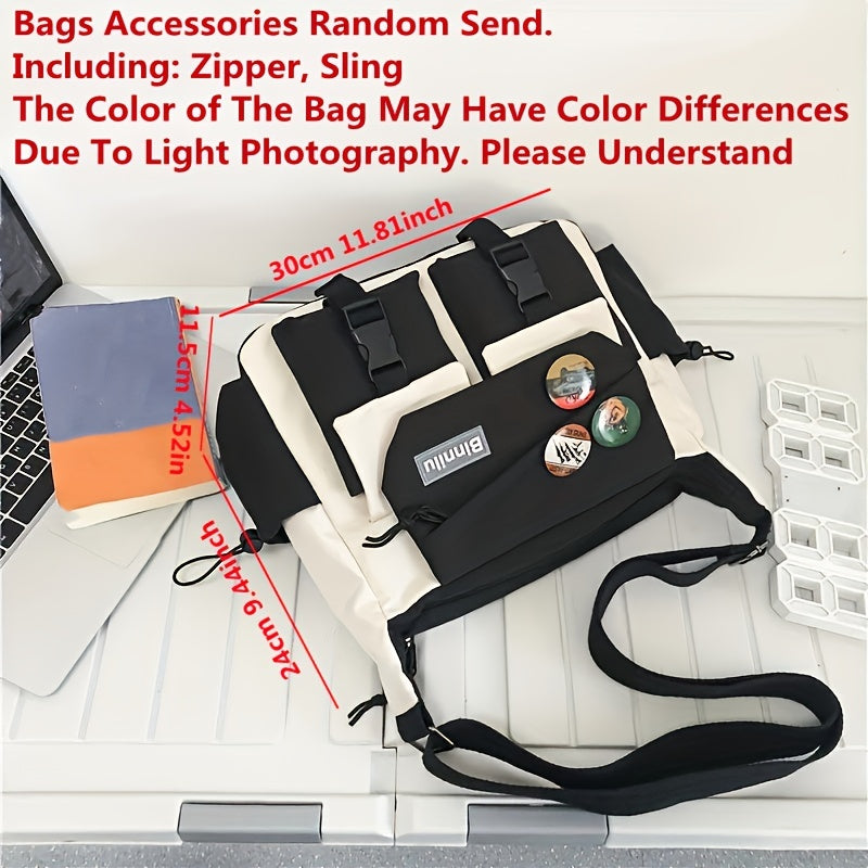 1pc Large Capacity Mens Nylon Messenger Bag - Durable & Spacious Shoulder Bag for Students & Professionals - Comfortable Strap, Ideal School or Work Bag