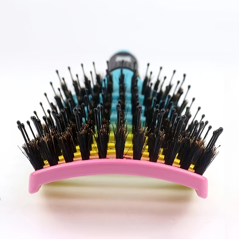 WanMei 1pc Professional Curved Vented Hair Scalp Massage Brush for Women, ABS Handle, Nylon Bristles, Long Hair Detangling Tool, Ideal for Wet Curly Hair, Hairdressing, Wedding, Valentine'S Day, Mother'S Day Gift