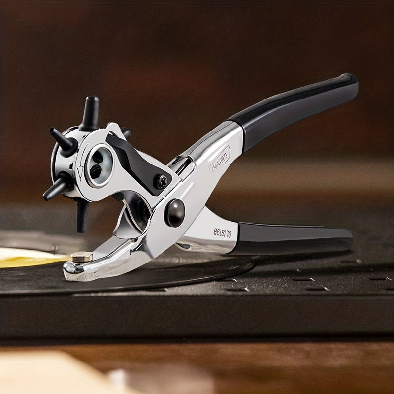[Heavy Duty Rotary Puncher] Leather Hole Punch Tool for Belts, Watch Bands, Handbag Straps | Heavy Duty Rotary Puncher, Stainless Steel, Manual Operation, Multiple Diameters: 4.5/4/3.5/3/2.5/2mm