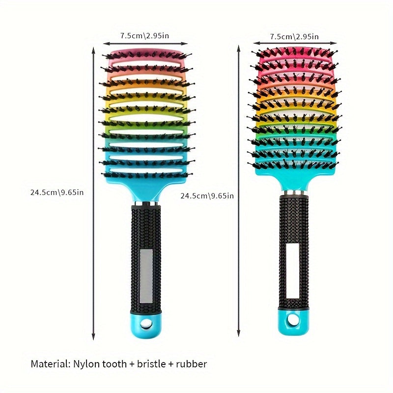 WanMei 1pc Professional Curved Vented Hair Scalp Massage Brush for Women, ABS Handle, Nylon Bristles, Long Hair Detangling Tool, Ideal for Wet Curly Hair, Hairdressing, Wedding, Valentine'S Day, Mother'S Day Gift