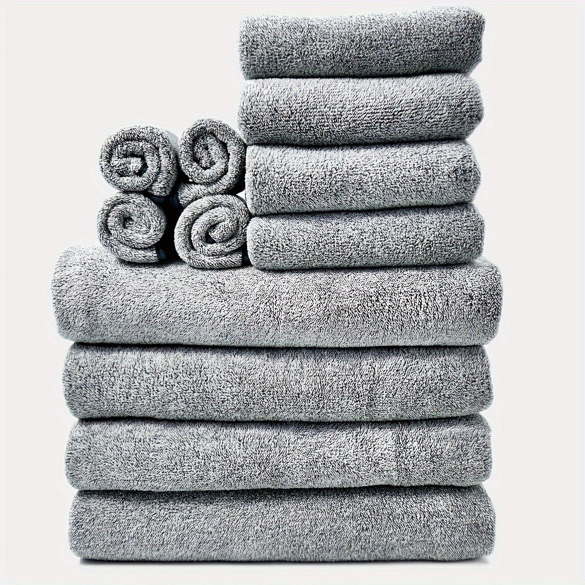 12pcs Solid Color Towel Set, 4 Bath Towels & 4 Bath Towels & 4 Square Towels, Home Microfiber Towels, Soft Bath Towel Set, Absorbent Towels for Bathroom, Bathroom Supplies, Bathroom Accessories