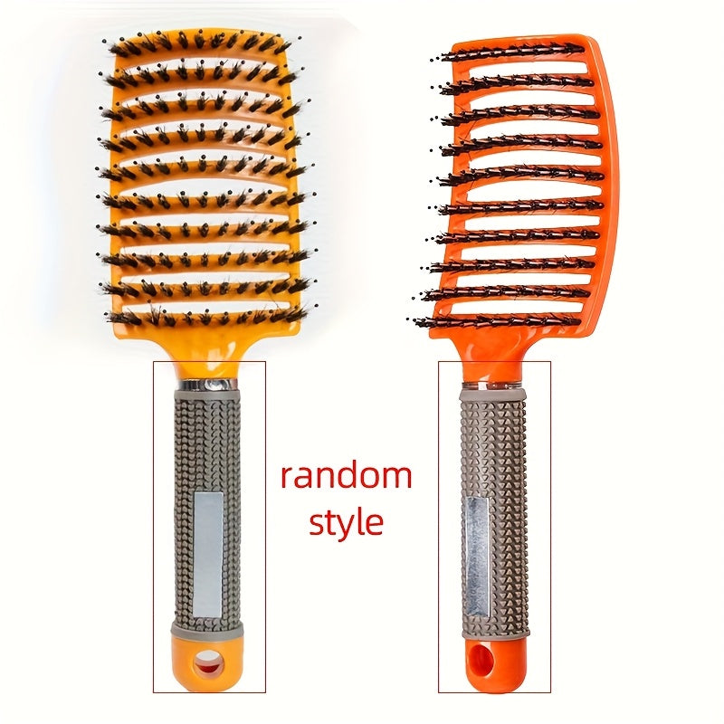 WanMei 1pc Professional Curved Vented Hair Scalp Massage Brush for Women, ABS Handle, Nylon Bristles, Long Hair Detangling Tool, Ideal for Wet Curly Hair, Hairdressing, Wedding, Valentine'S Day, Mother'S Day Gift