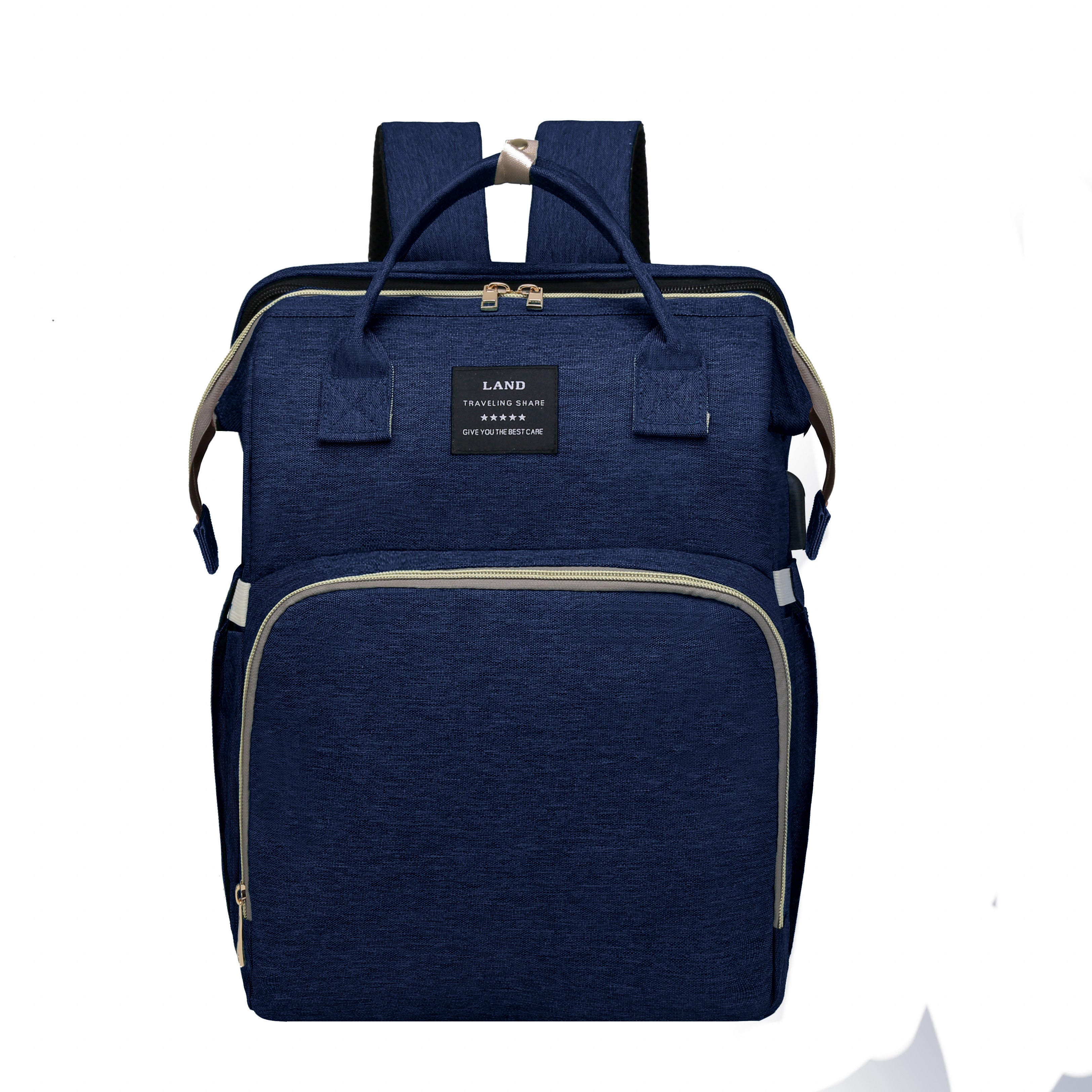 [Lamroro Diaper Bag Backpack] Lamroro Multifunctional Diaper Bag Backpack | Large Capacity, Soft Shell, Travel Backpack with Changing Station, Sunshade, Breathable Mosquito Net, Zipper Closure, Mixed Color, Polyester Fiber, U