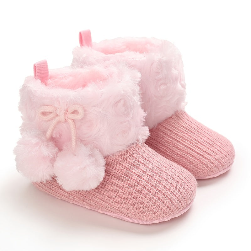 Newborn Baby Socks and First Walking Shoes for Girls, Soft Anti-Slip Warm Infant Shoes