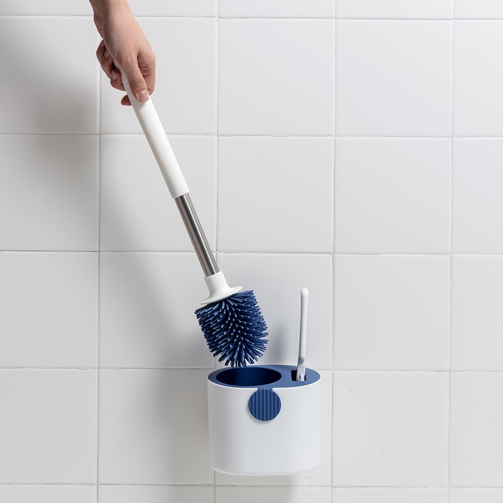 1set Silicone Wall-Mounted Toilet Brush - Non-Dead Angle Cleaning for Bathroom and Toilet - Includes Cleaning Artifact Set