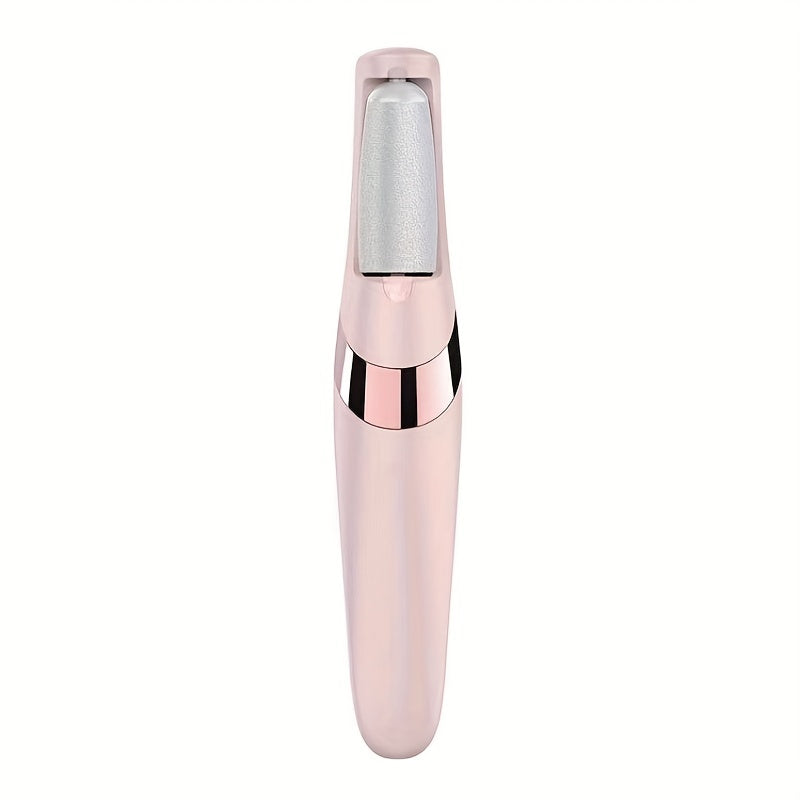 USB Rechargeable Electric Foot Pedicure Tool - Sleek White with Golden Accents, Dual Roller Heads for Smooth Feet, Portable Dead Skin & Callus Remover, 500mAh Lithium Battery, Home Spa Experience, Foot Smoothing Tool|Ergonomi