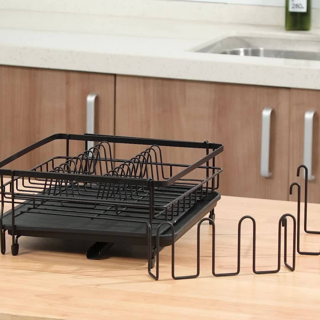 Spacious Dish Drying Rack, Expandable Dish Holder, Versatile Dish Rack for Kitchen Surface, Rust-Resistant Drying Rack with Utensil And Mug Holders
