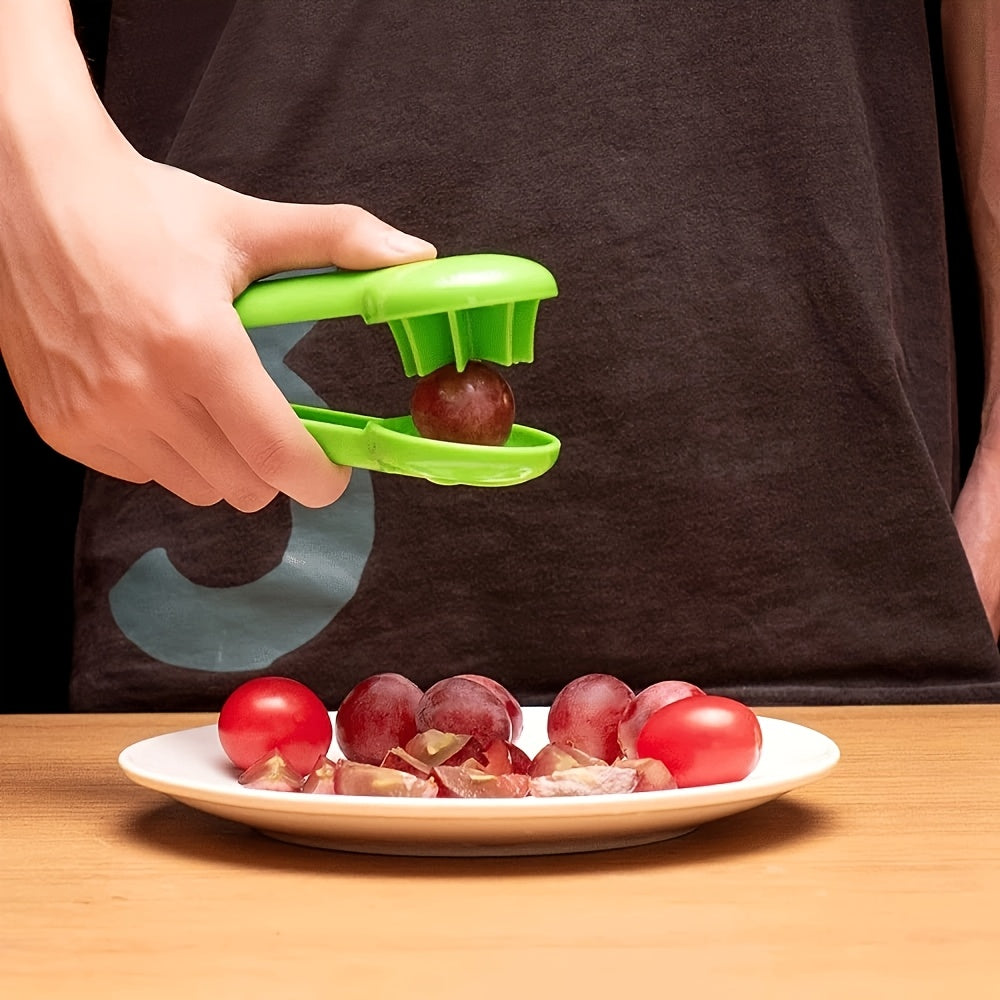 PANCERKA Portable Fruit Cutter - No Blade, Easy Grip Handle, Ergonomic Design for Safe Slicing, Dishwasher Safe, Ideal for Grapes, Cherries, Tomatoes, Strawberries, and Small Fruits, Fruit Slicing Tool | Ergonomic Handle | Du