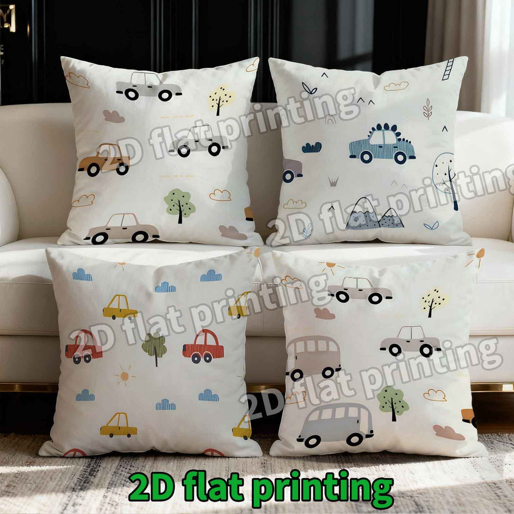 4pcs Christmas Thanksgiving Halloween Cushion Covers Suitable for Seasonal Decor, Soft Zippered Pillowcases with Tree & Cloud Motifs, Car Print Design, Contemporary Bedding for Sofa, Bed, - Machine Washable Holiday Home Acces