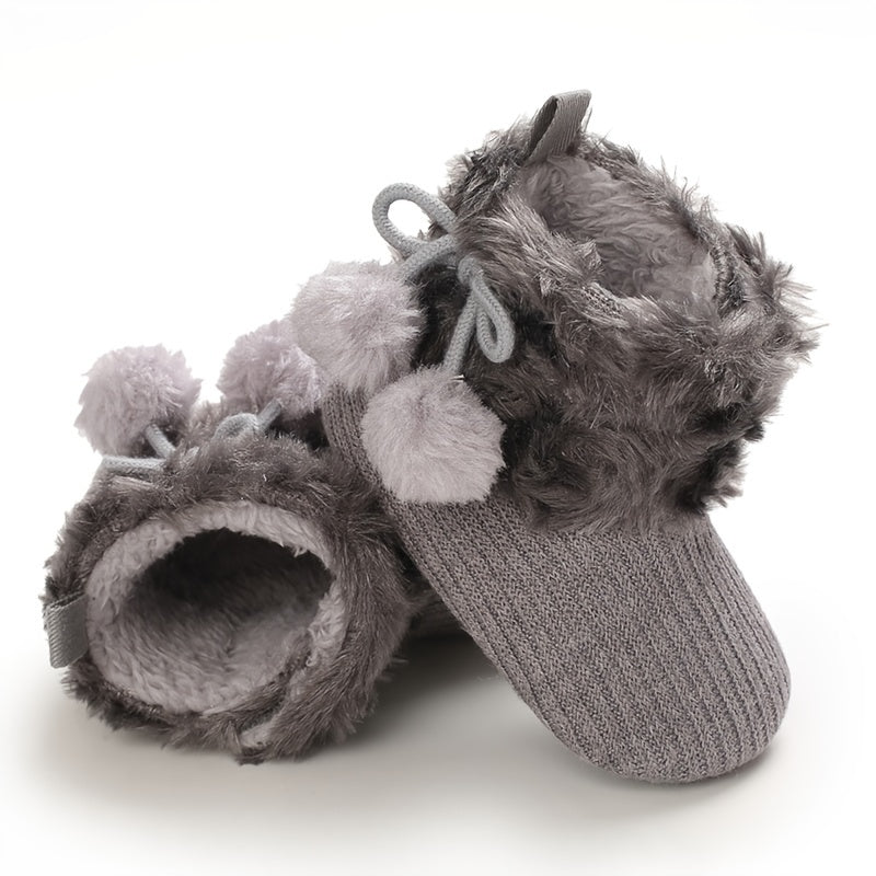 Newborn Baby Socks and First Walking Shoes for Girls, Soft Anti-Slip Warm Infant Shoes