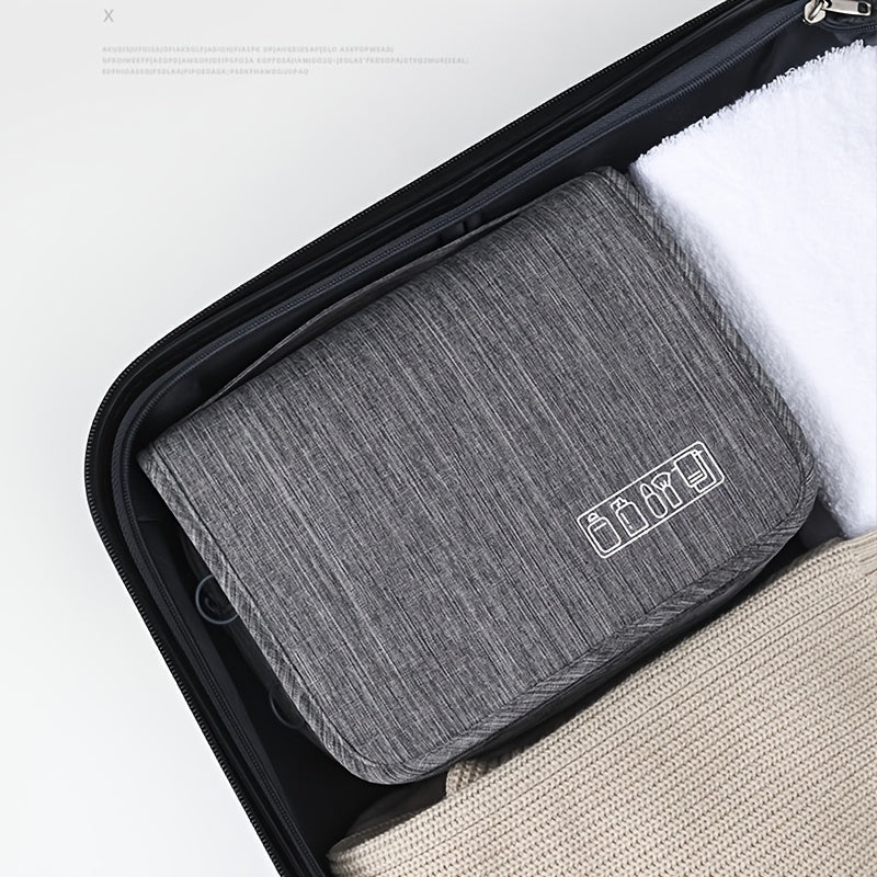 [Large Makeup Organizer] Durable Polyester Large Capacity Makeup Organizer Bag | Travel & Business, Wet & Dry Separation, Multiple Compartments for Cosmetics, Toiletries, And Accessories