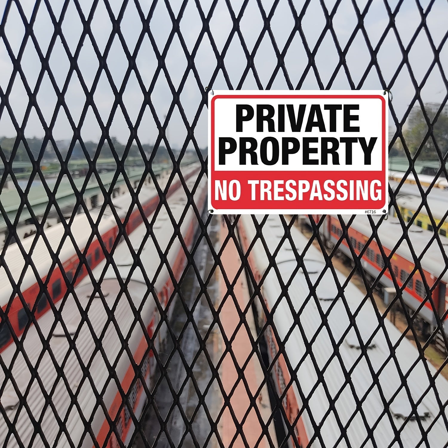 4pcs Private Property No Trespassing Sign Metal Signs 10"x7" Rust Free Aluminum, Indoor & Outdoor Use