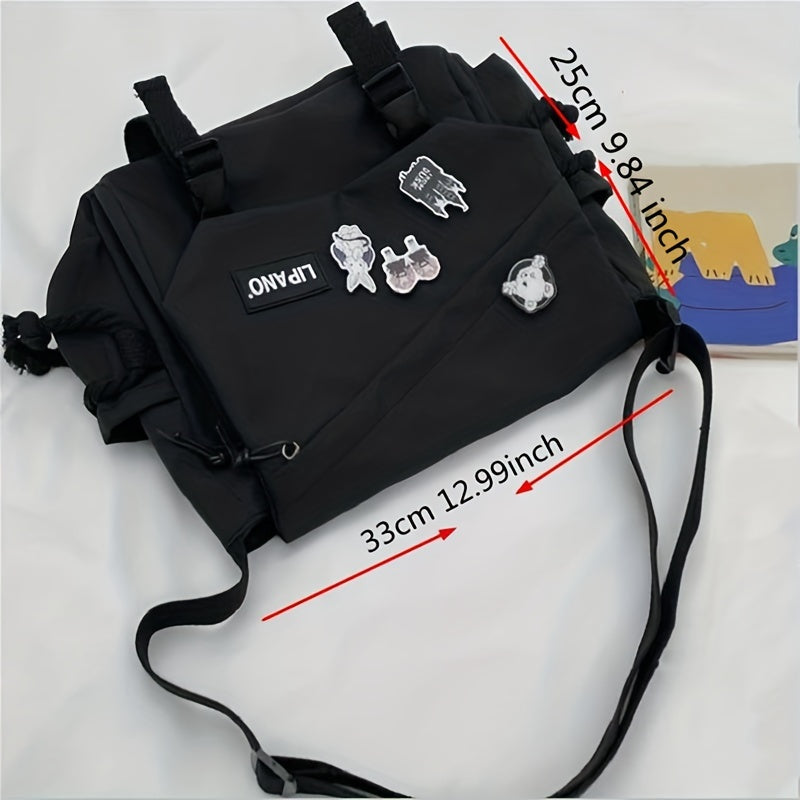 1pc Large Capacity Mens Nylon Messenger Bag - Durable & Spacious Shoulder Bag for Students & Professionals - Comfortable Strap, Ideal School or Work Bag